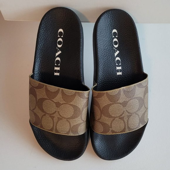$107 *NEW* (7) COACH Khaki/Black Uli Sport Slide - Picture 11 of 11